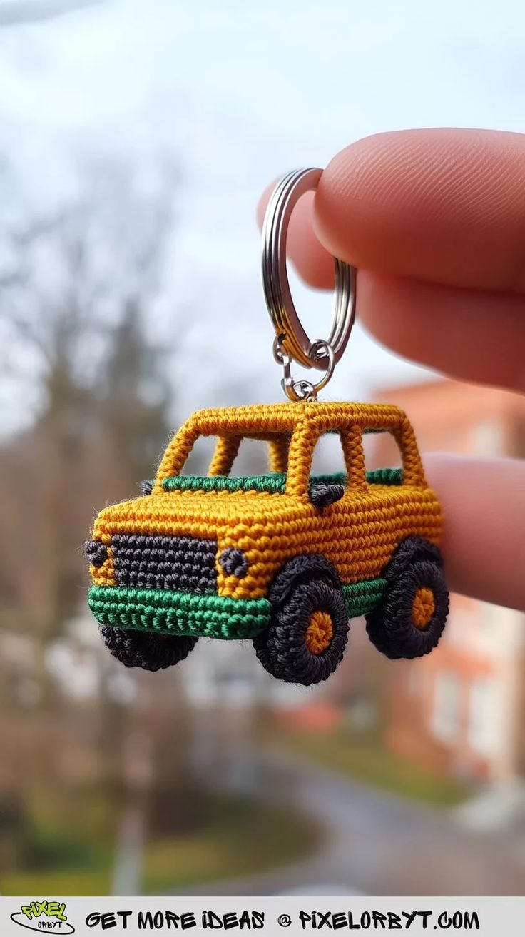 Crochet Mini Car Keychain