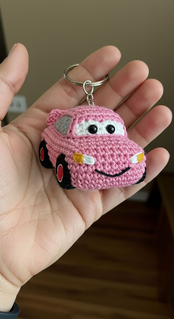 Crochet Mini Car Keychain